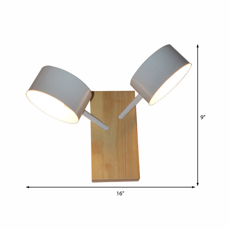 Double tambour Shade Mall Murd Light Contemporary Metal 2 Bulbes Black / White / Blue Wall Lighting Forment pour la cuisine