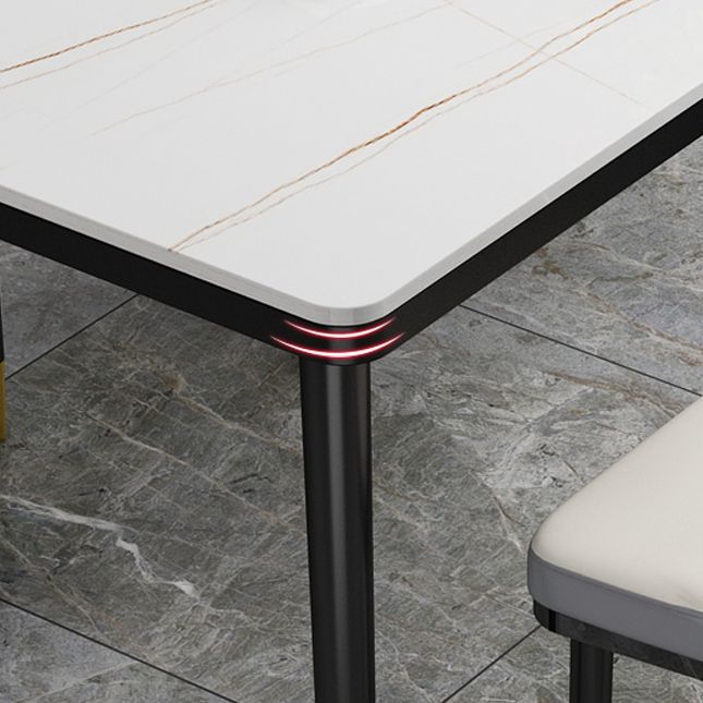 Glam Style Rectangle Dining Table Stone Top Dining Table for Dining Room