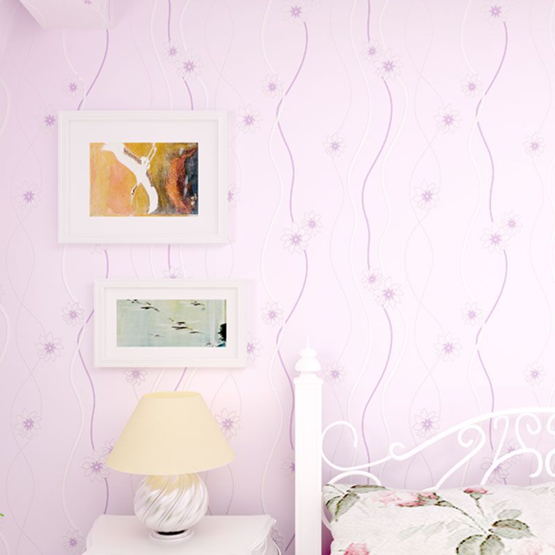 Zeitgenössische Wanddekoration mit Blumenmuster in natürlichen Farben, Tapetenrolle für Mädchenschlafzimmer, 33' L x 20,5" B
