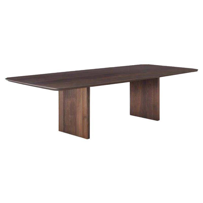 Simplicity Rectangle Dining Table Pine Solid Wood Table with Double Pedestal