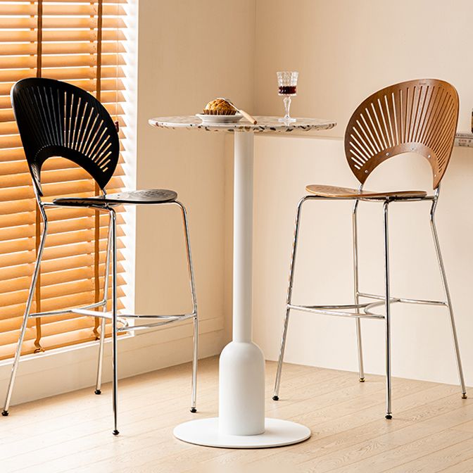 Industrial Steel Bar Dining Table Terrazzo Top Indoor Bistro Table with Single Pedestal