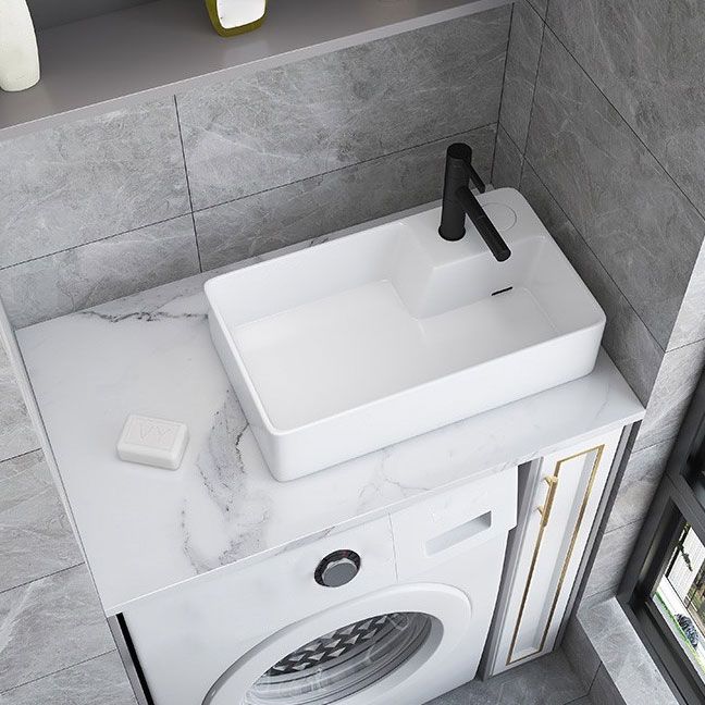 Modern Bathroom Sink White Ceramic Rectangular Bathroom Vessel Sink