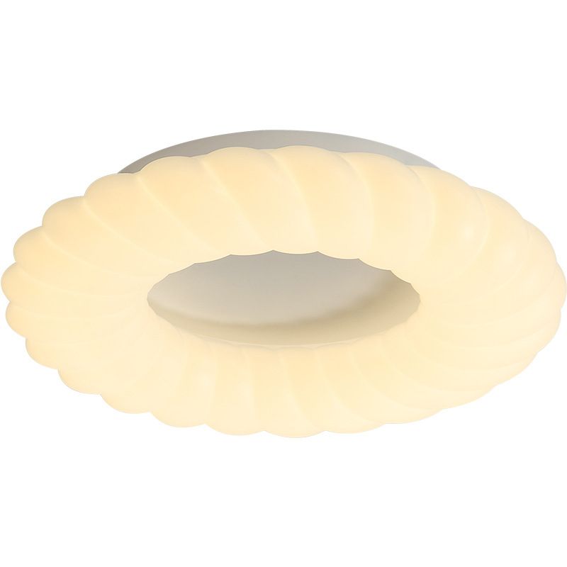 White Shaded Ceiling Light Contemporary LED Flush Mount Lighting for Home