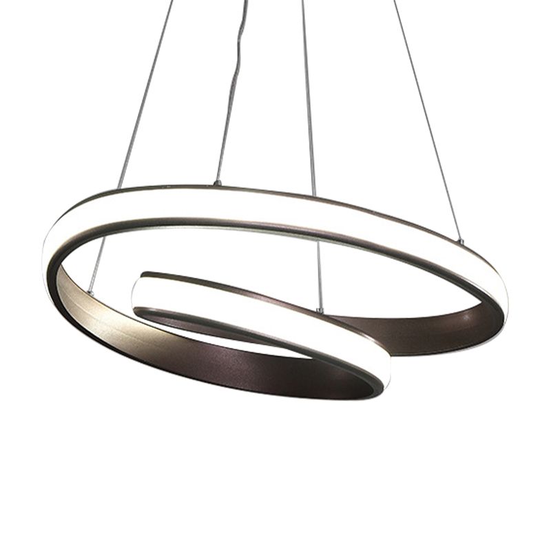 23 "/31,5" brede lusplafondlamp Lichtlijn Moderne acryl LED Bruine Kroonluchter Lamp in warm/wit licht
