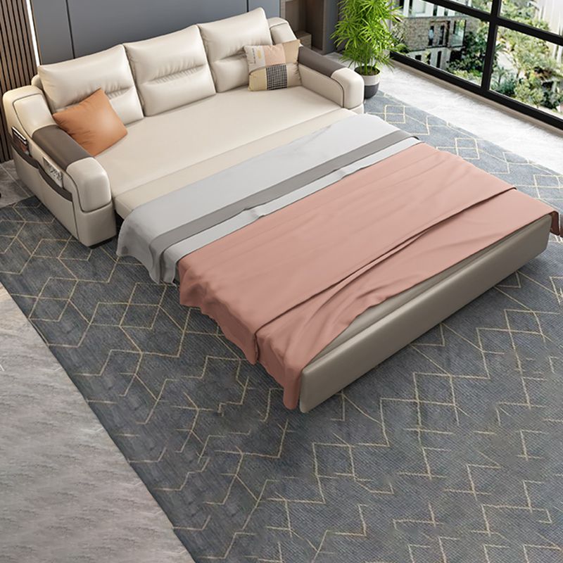 Contemporary Foldable Futon Sleeper White Futon Sleeper Sofa with Storage