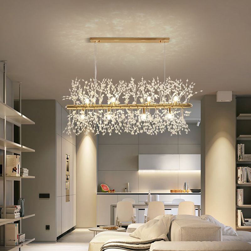 Luce a ciondolo di Crystal Island di ramificazione Modern Dining Room Isola lampade