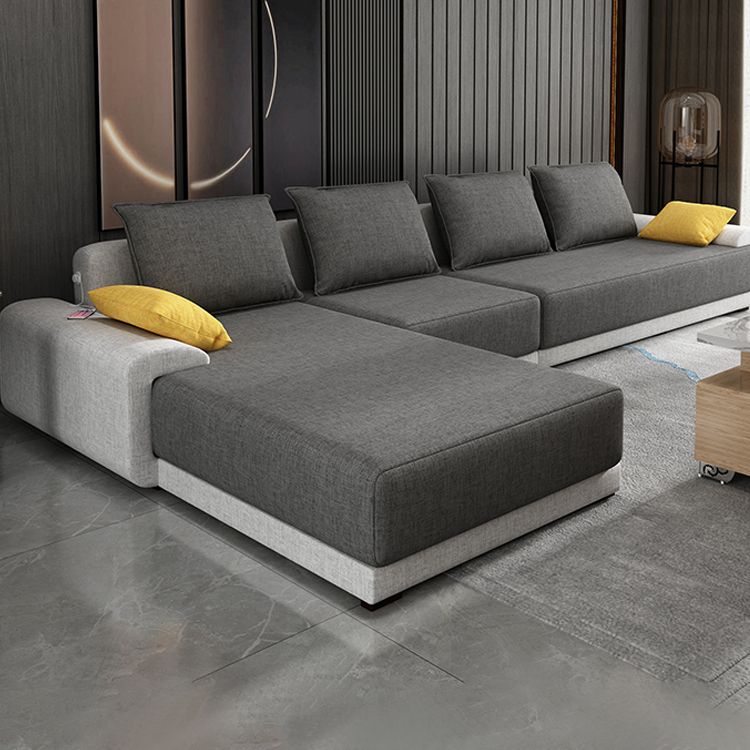 Contemporary Removable Cushions Loose Back Sofa with Reversible Chaise for Living Room