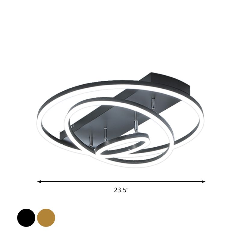 Plafonnier LED moderne à 3/5 niveaux en métal pour chambre à coucher, semi-encastré rotatif, noir/or