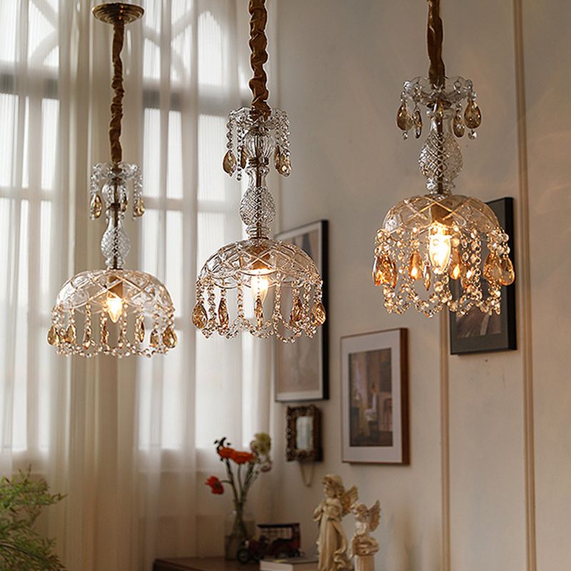 Moderner Stil einzigartiger Schatten hängend hängendes Glas 1 hängende Lampe mit Kristall