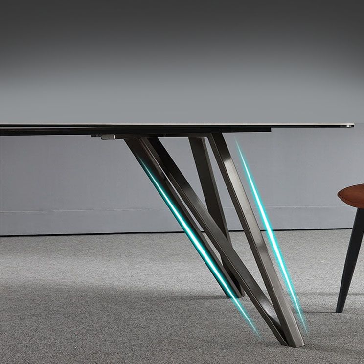 Mesa de comedor de estilo moderno Mesa de piedra sinterizada con 4 patas Base de acero al carbono