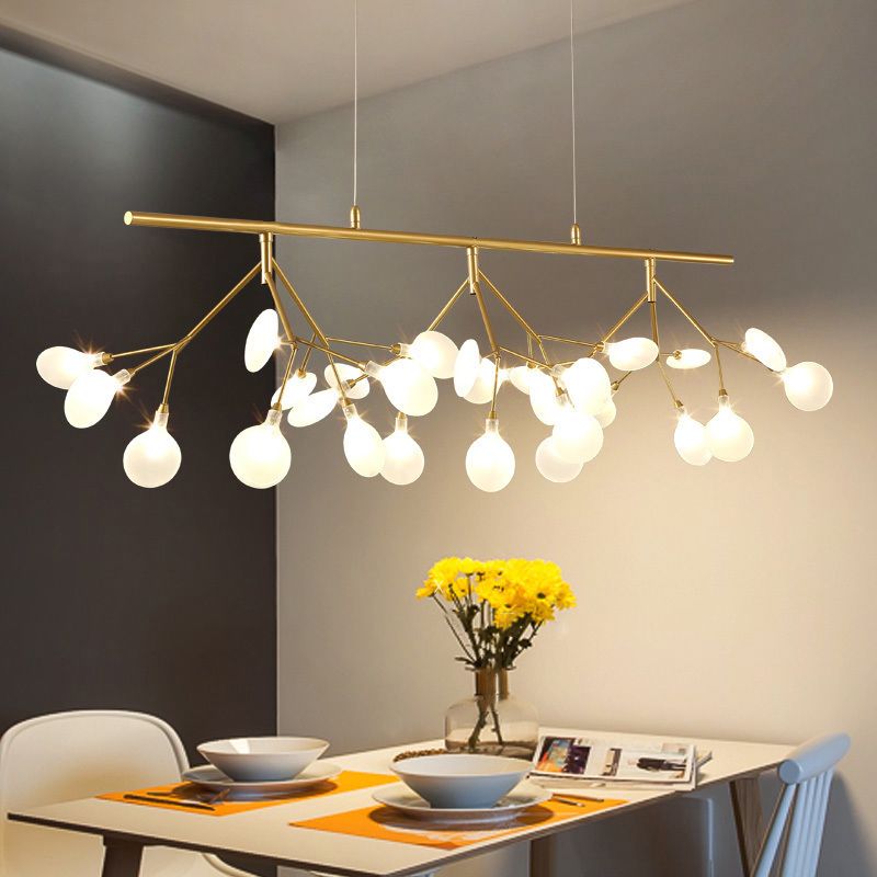 Nordic Style Branched Firefly Island Pendant Light Handblown Glass Dining Room LED Ceiling Light