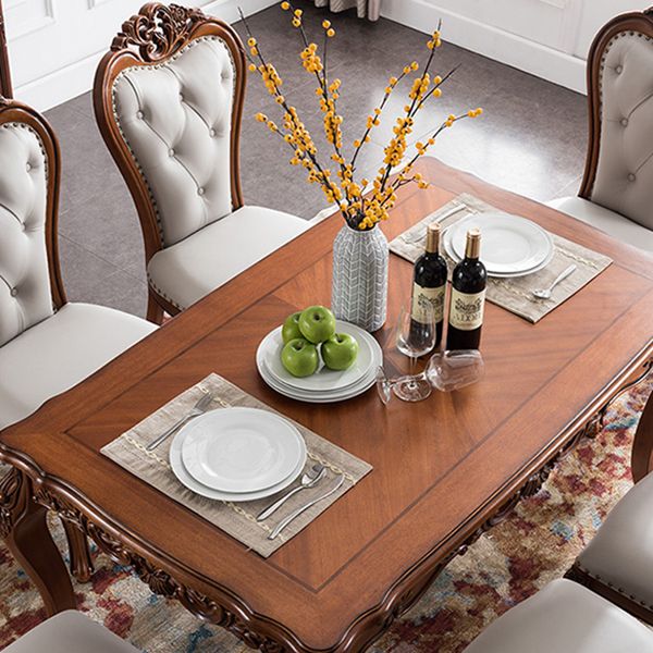 Medieval Modern Rubber Wood Dining Table for Restaurant Rectangle Table with 4 Legs