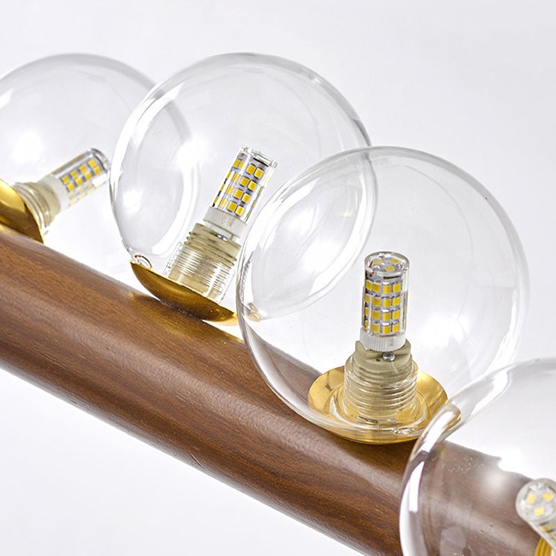 Contemporary 6/8/10-Light Brown Kitchen Island Lighting Wooden Island Pendant Lighting