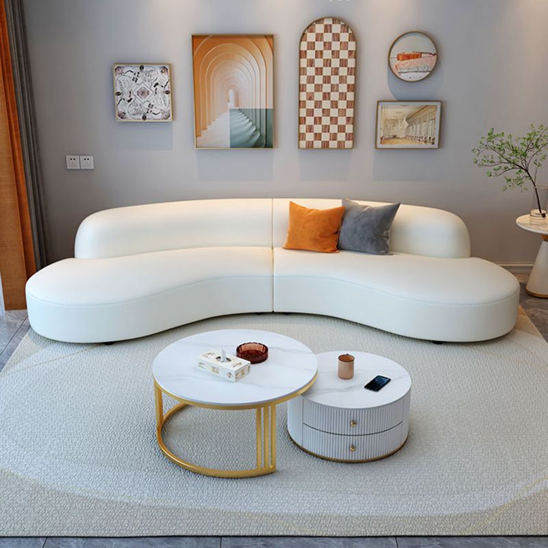 White Sectionals Stain-Resistant Sectional Sofa for Living Room