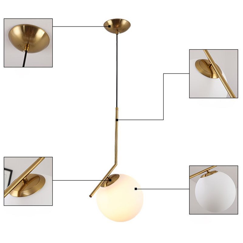 Round Hanging Pendant Lights Modern Simple White Glass Pendant Ceiling Lights for Restaurant