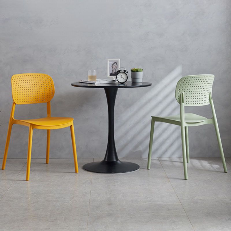 Minimalist Design Plastic Dining Armless Chair Open Back Dining Side Chairs