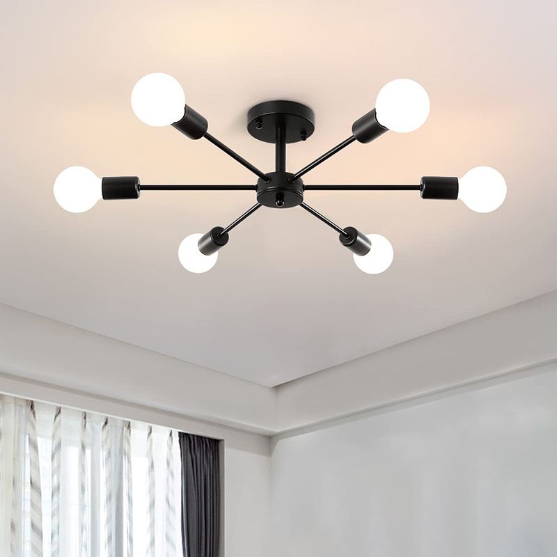 Metal Sputnik Shape Flush Mount Lights Modern Multi Light Flush Mount Light Fixtures