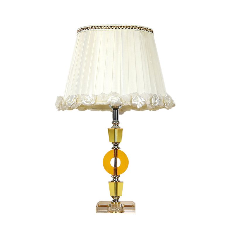 White Round Table Light Traditionalism Crystal Single Light Living Room Night Lamp