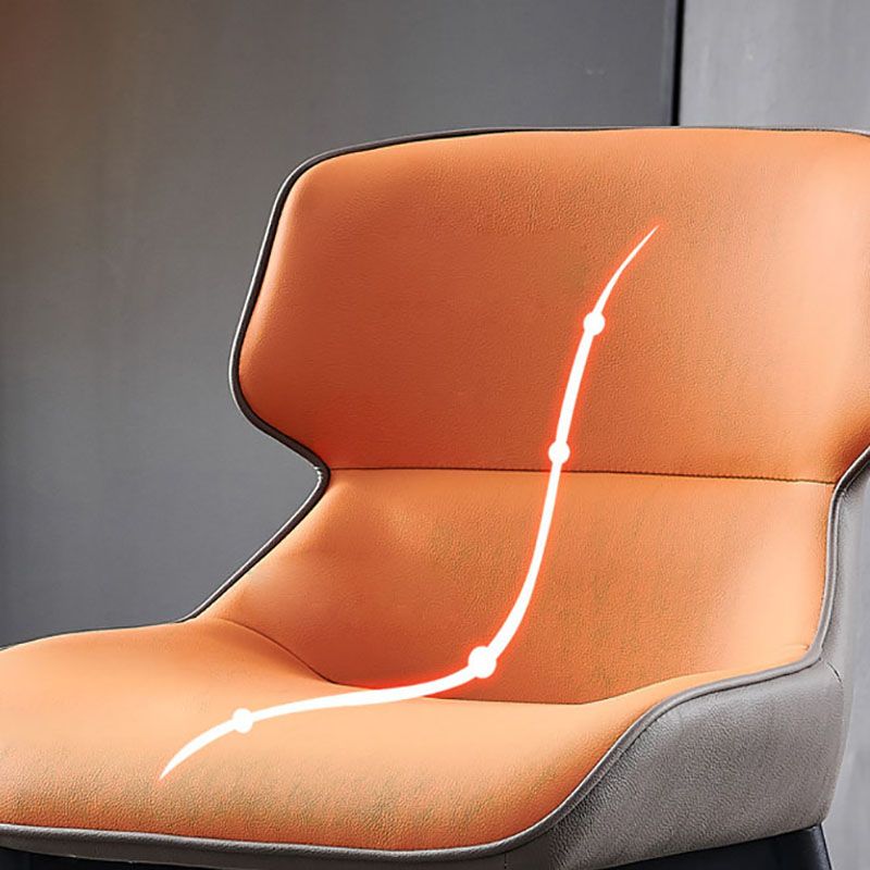 Leather Dining Side Chair Contemporary Style Wingback Parsons Arm Chairs