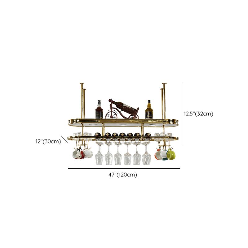 Stainless Steel Wine Rack Modern Style Hanging Wine Rack Holder in Gold