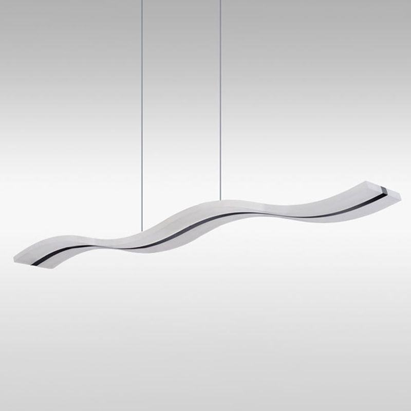 39.3" Length Wave Shaped LED Island Light Nordic Simplicity Style Long Strip Acrylic Lighting Fixture for Kitchen Bar