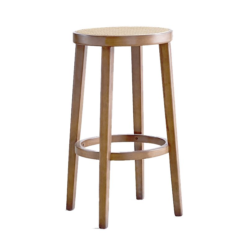 Modern Backless Bar-stool Round Counter Bar Stool with Wooden Legs