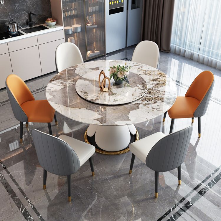Traditional Luxury Round Dining Table Pedestal Dining Room Collection with Turntable