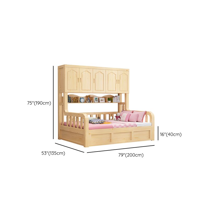 Natural Solid Wood Bunk Bed Contemporary Bunk Bed with Storage