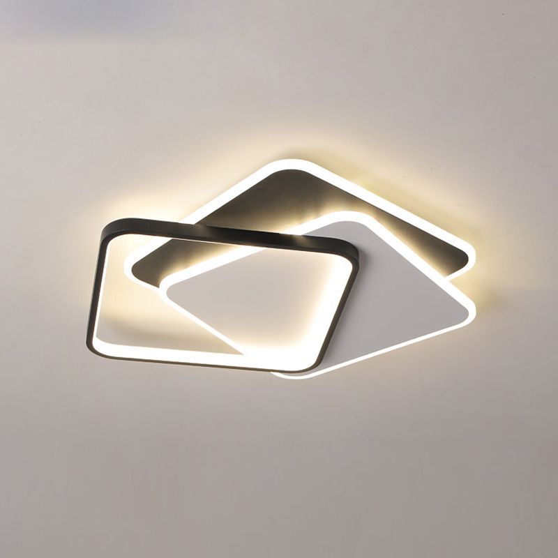 Metal Flush Mount Light Nordic 3-Light Bedroom Ceiling Lamps Fixture with Acrylic Shade
