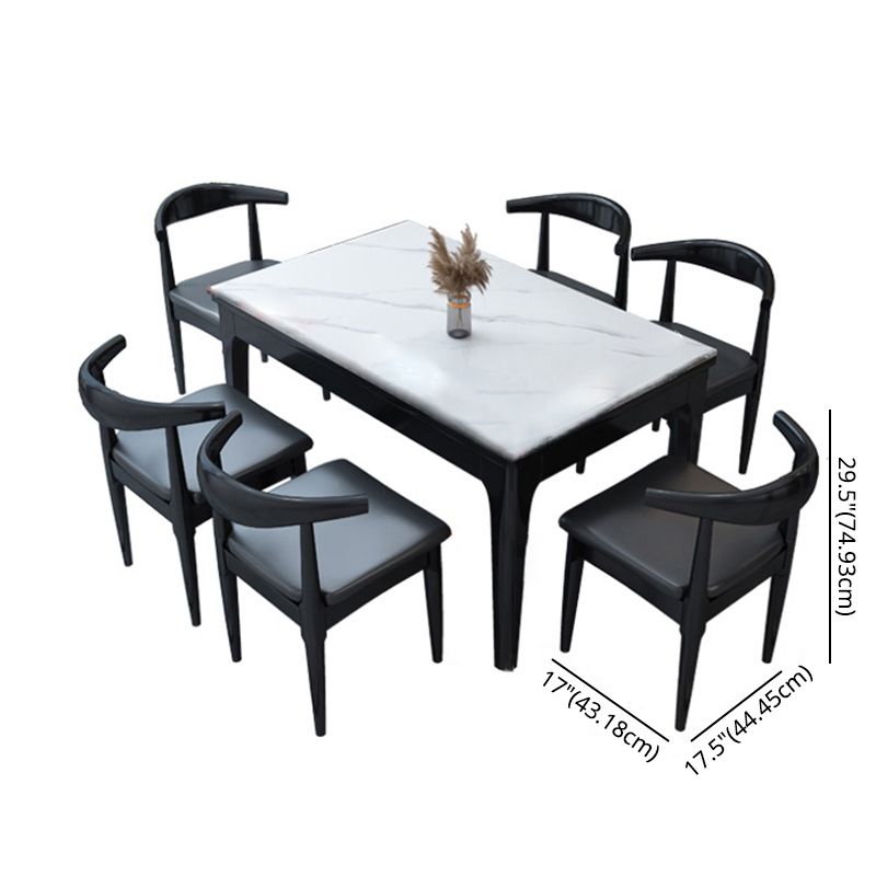 Modern Style Sintered Stone Standard Dining Set White Rectangle Dining Set for Kitchen