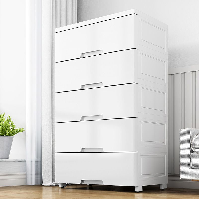 Rectangular Plastic Wardrobe Teen Style Simple White Bedroom Storage Cabinet