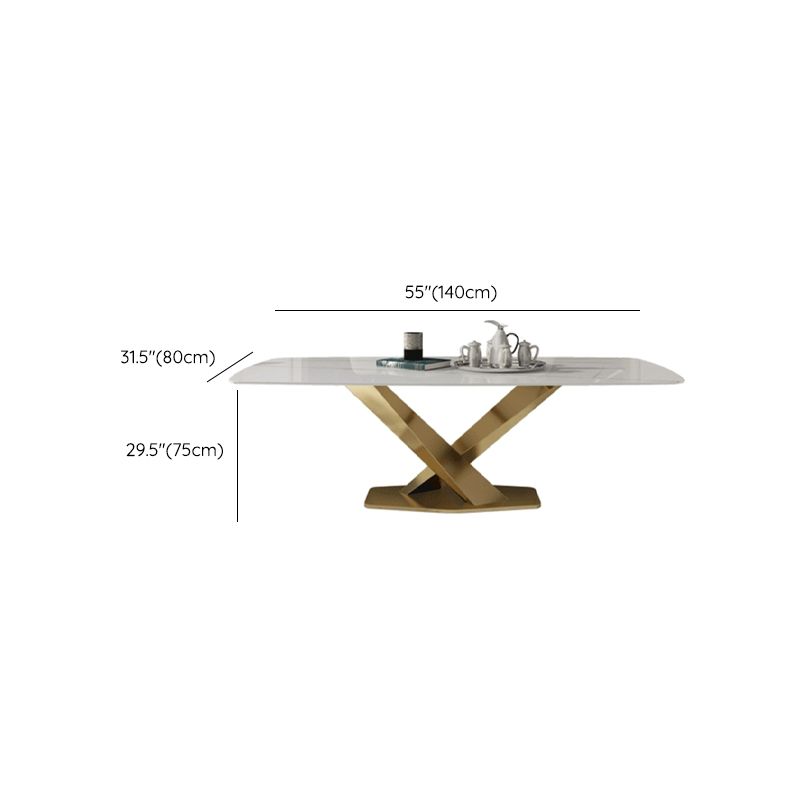 Traditional Luxury Rectangle Dining Table Stone Top Table for Dining Room