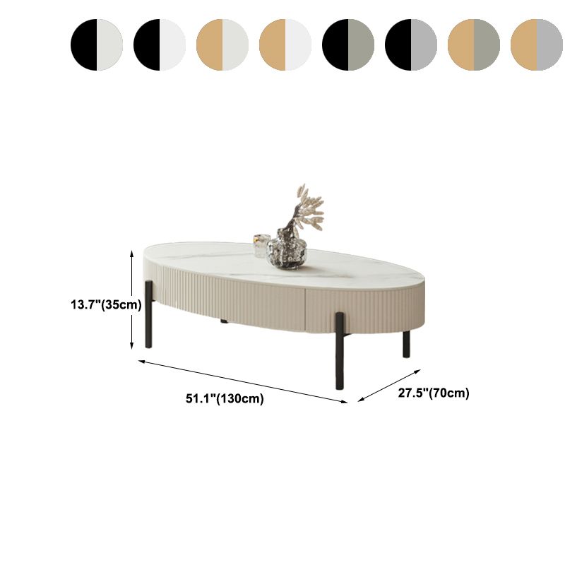 Glam 4 Legs Coffee Cocktail Table Slate Coffee Table with Storage Drawers