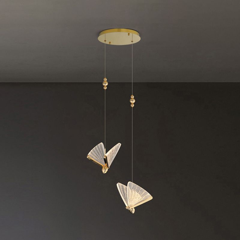 EinfachheitslED hängende hängende helle goldene Schmetterlingslampen -Lampe mit Acrylschatten