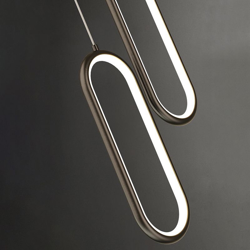 Aiuto in metallo ovale Pendente leggero in stile moderno a sospensione a led sospensione per sala da pranzo