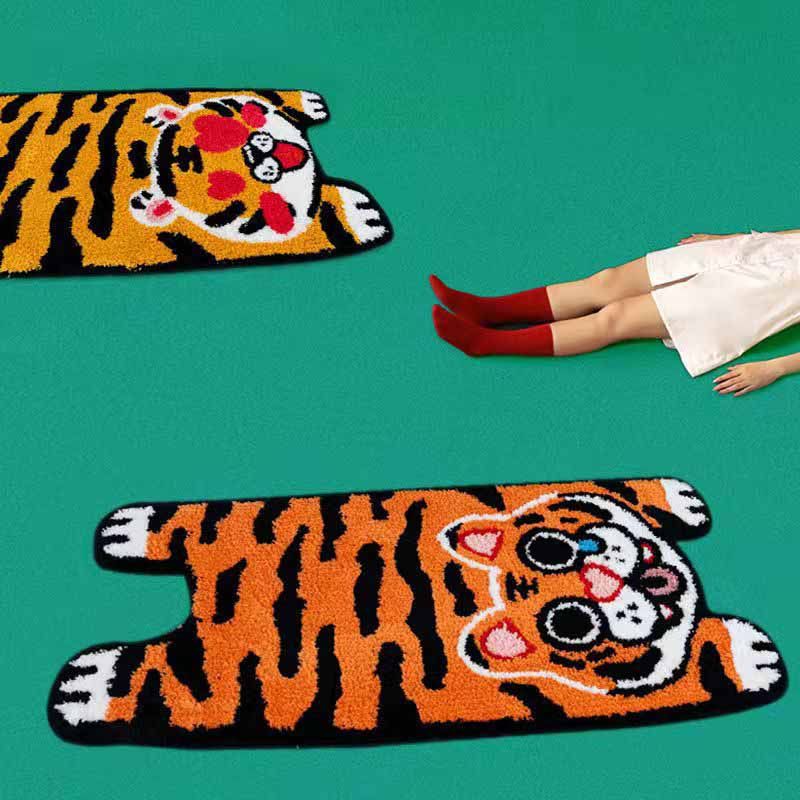 Funky tijgerpatroon Tapijt Polyester Area Rug vlekbestendig binnen tapijt voor woningdecoratie