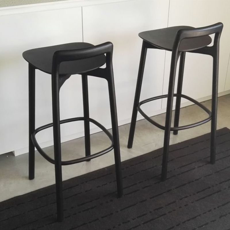 Scandinavian Solid Wood Bar Stool Living Room Faux Leather Counter Stools