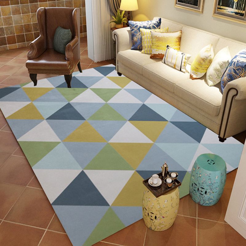 Nordic Geo Print Rug Multi Colored Polypropylene Area Carpet Anti-Slip Backing Pet Friendly Indoor Rug for Living Room