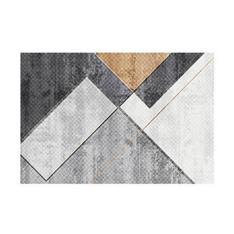 Gray Pattern Rug Polyester Simple Indoor Rug Non-Slip Backing Rug for Home Decor