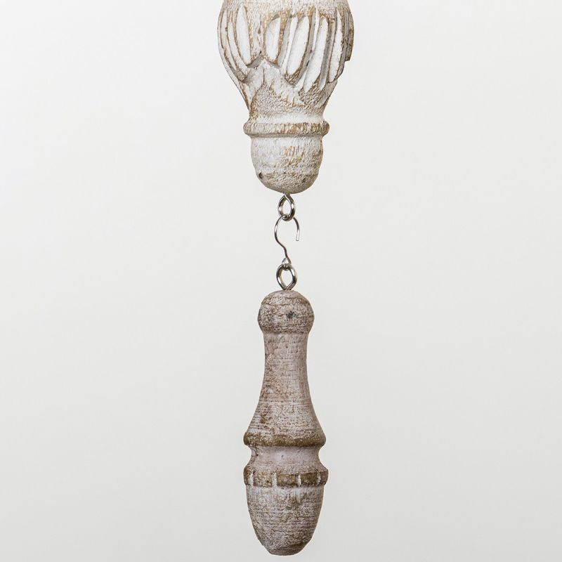 Hand Carving Aged Solid Wood Chandelier 6-light Rustic Style Candlestick Design Lighting Fixture for Coffee Shop