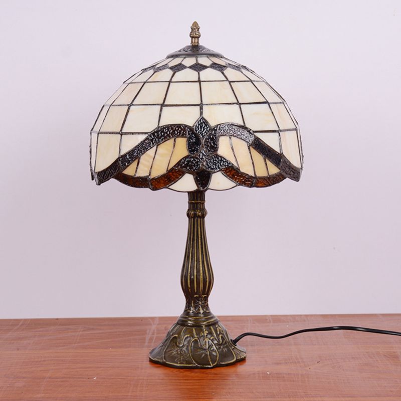 1 Glühbirnen handgefertigte Netznachtlampe Tiffany Bronze Buntglas Tischlicht für Schlafzimmer