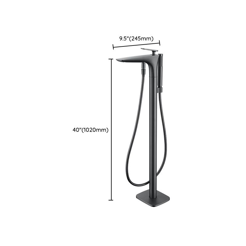 Floor Mounted Freestanding Tub Filler Single Handle Freestanding Faucet with Hose