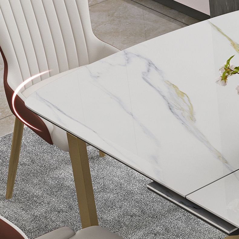 Glam 1/4/5/7 Pieces Dining Table Set with White Sintered Stone Top Scalable Dinette Set