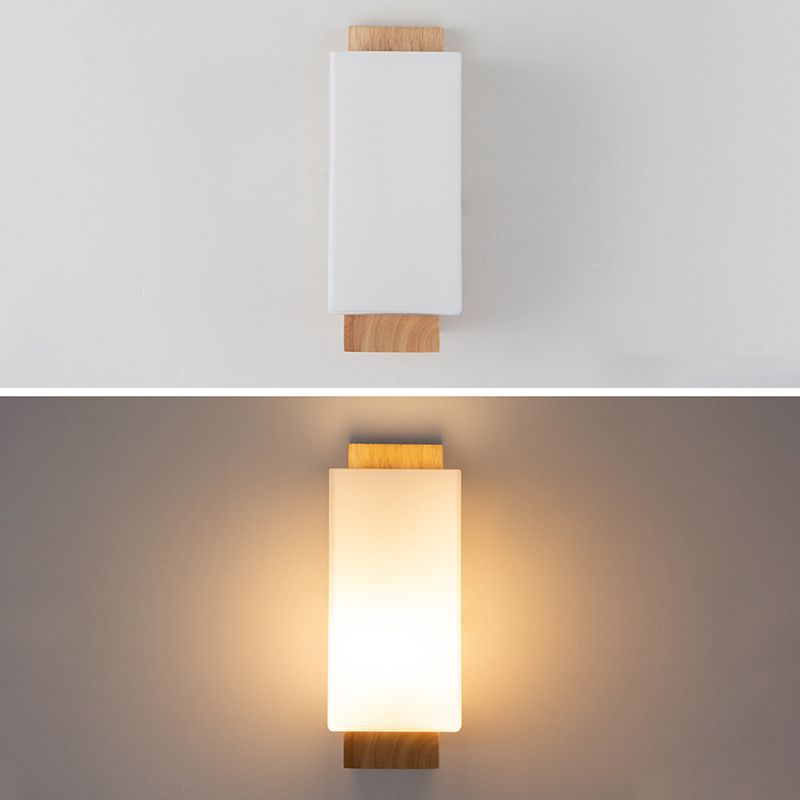 Wit rechthoekige wand sconce verlichting moderne stijl glazen wand gemonteerd verlichtingsarmatuur