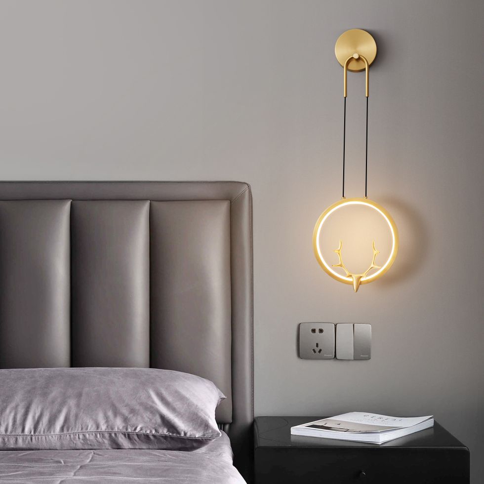 1-Licht Metall zeitgenössische Wandleuchte Antlers Schaftlampe für Schlafzimmer