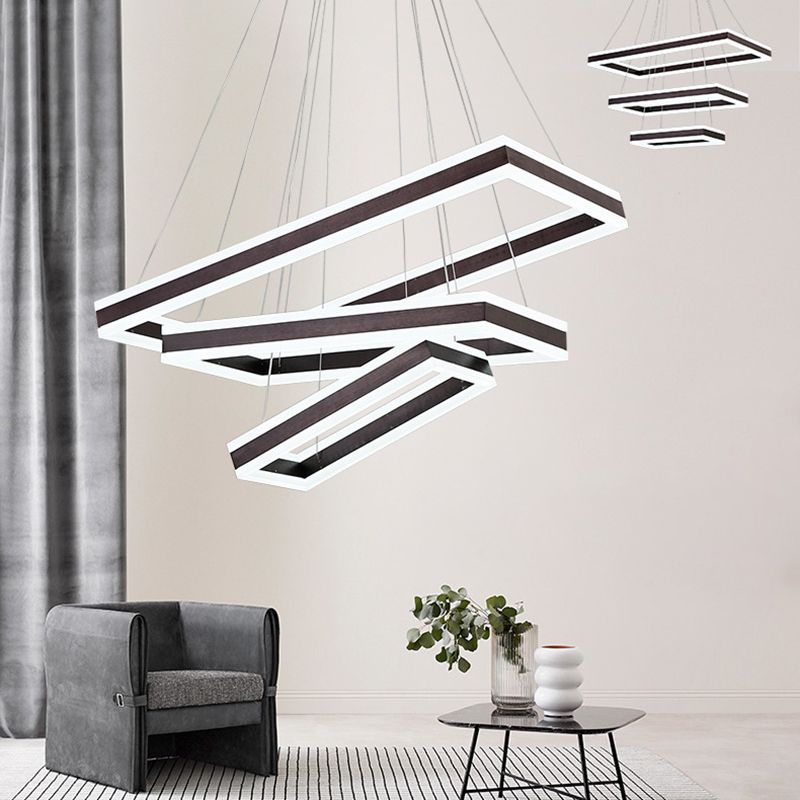Black Tiered Metal Squared Ceiling Pendant Contemporary Ceiling Lighting Fixtures