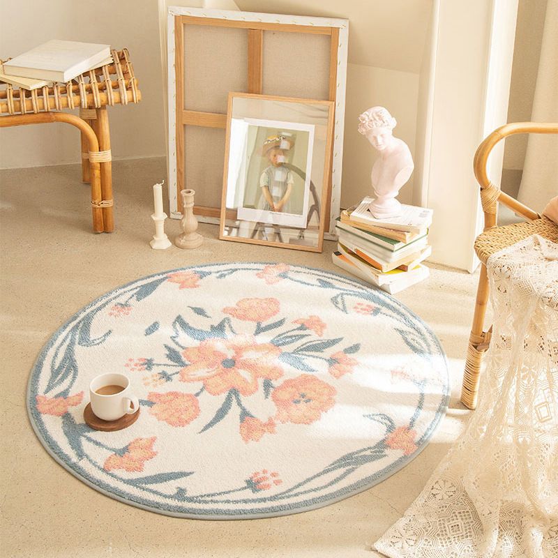 Apricot Modern Rug Polyester Plant Indoor Rug Stain Resistant Rug for Living Room