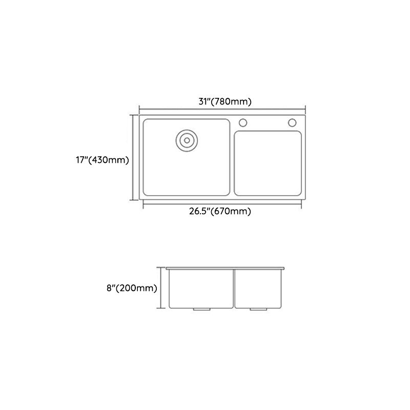 Modern Style Kitchen Sink Quartz Soundproof Kitchen Double Sink with Drain Assembly