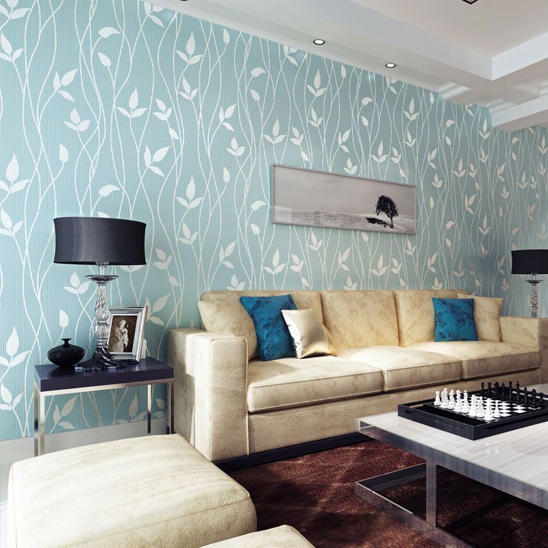 Fresh Botanical Leaf Wallpaper Roll Stain-Resistant Non-Pasted Wall Decor, 33-foot x 20.5-inch