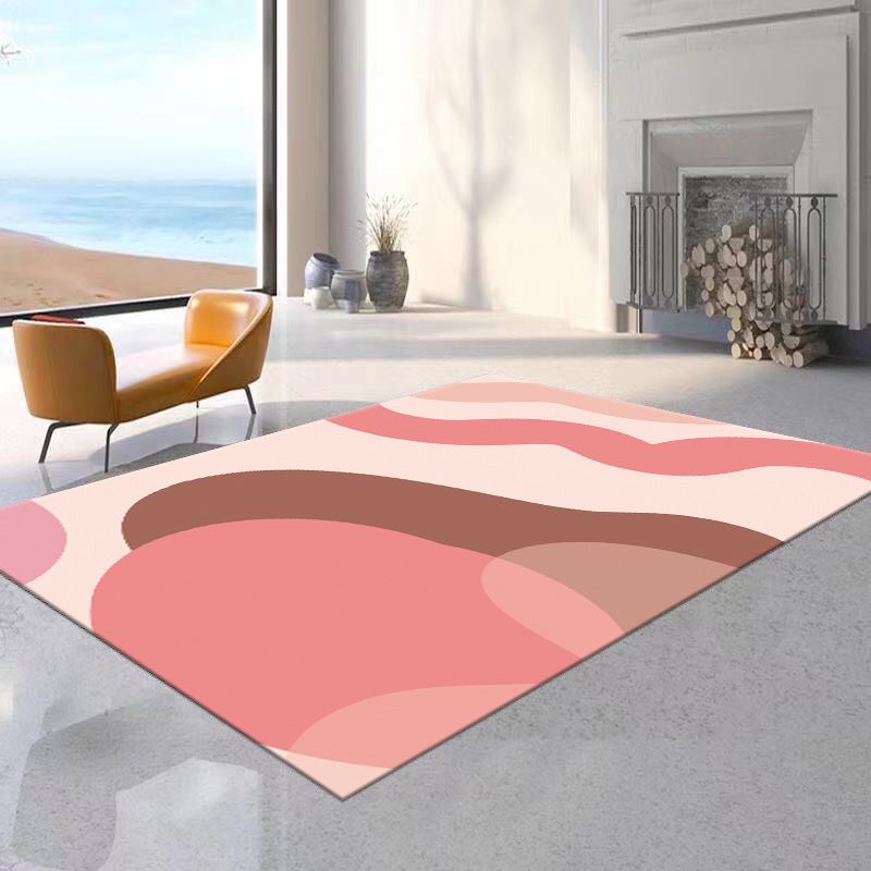 Tapis bloc de couleur rose, tapis d'intérieur en polyester, lavable, pour la décoration de la maison